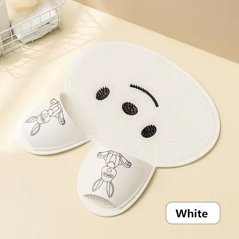 Anti-Slip Bathing Mat – Silicone Shower Massage & Foot Scrubber with Exfoliating Back Brush, Non-Slip Bathroom Floor Mat
