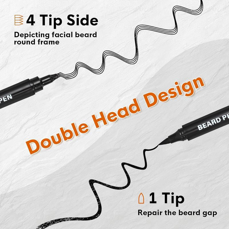 Lopeie Beard Pencil Filler for Men – Waterproof Beard Pen with Brush for Natural Beard & Mustache Enhancement (Black)