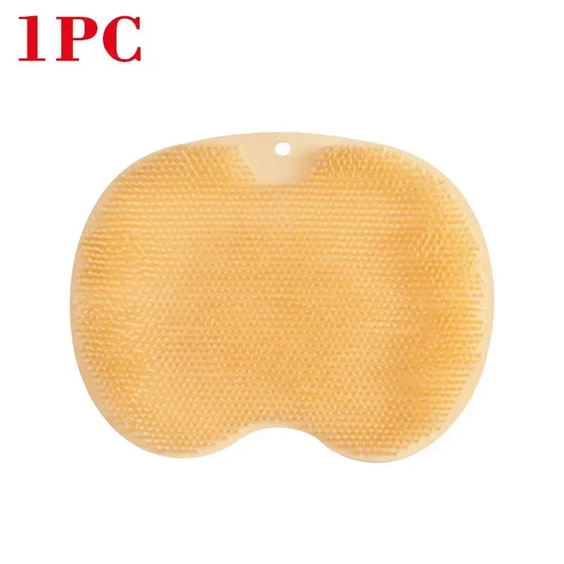 Anti-Slip Bathing Mat – Silicone Shower Massage & Foot Scrubber with Exfoliating Back Brush, Non-Slip Bathroom Floor Mat
