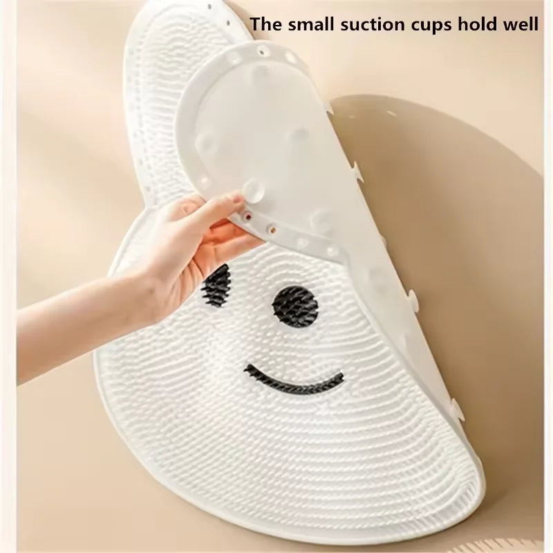 Anti-Slip Bathing Mat – Silicone Shower Massage & Foot Scrubber with Exfoliating Back Brush, Non-Slip Bathroom Floor Mat