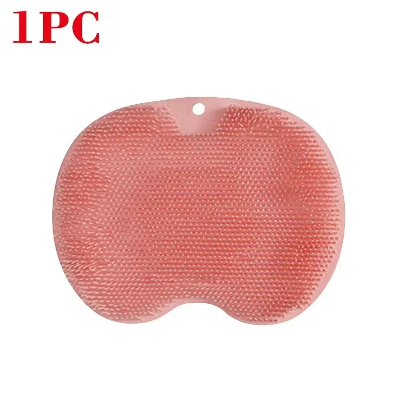 Anti-Slip Bathing Mat – Silicone Shower Massage & Foot Scrubber with Exfoliating Back Brush, Non-Slip Bathroom Floor Mat