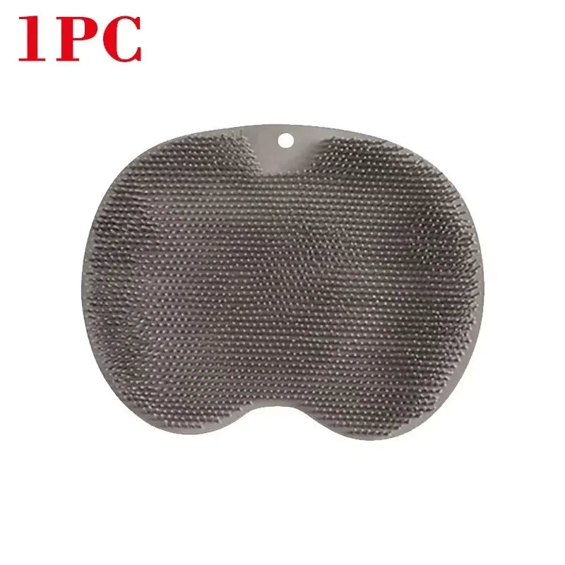 Anti-Slip Bathing Mat – Silicone Shower Massage & Foot Scrubber with Exfoliating Back Brush, Non-Slip Bathroom Floor Mat