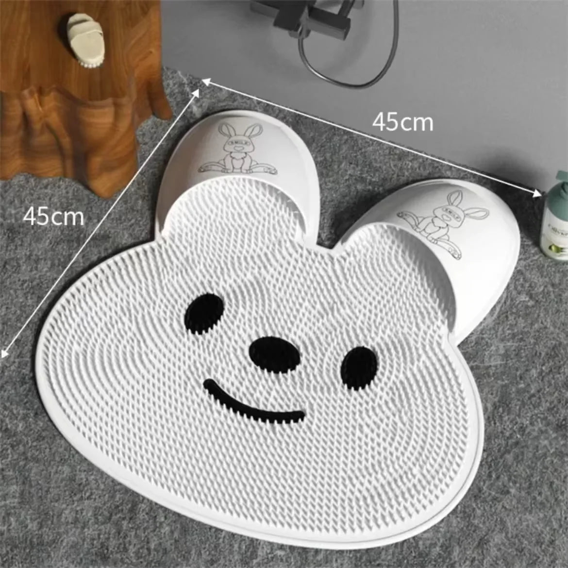Anti-Slip Bathing Mat – Silicone Shower Massage & Foot Scrubber with Exfoliating Back Brush, Non-Slip Bathroom Floor Mat